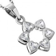 Clear CZ Heart Shape Star David Pendant, p410